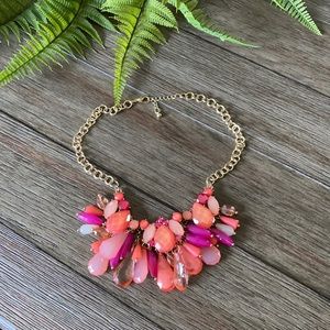 Coral and pink statement necklace gold chain